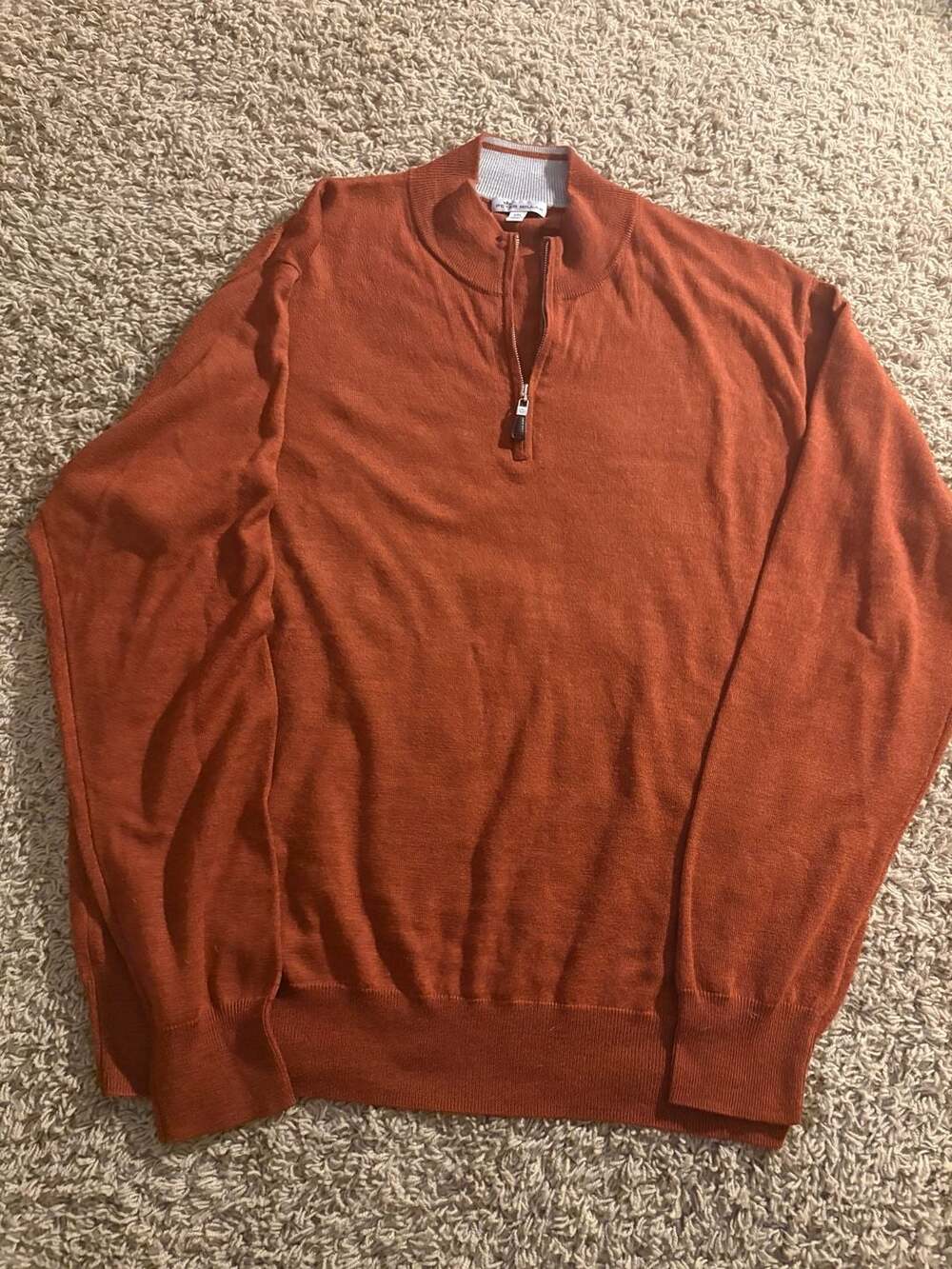Peter Millar 1/4 Zip Sweater XXL Orange Merino Wool Silk Pullover